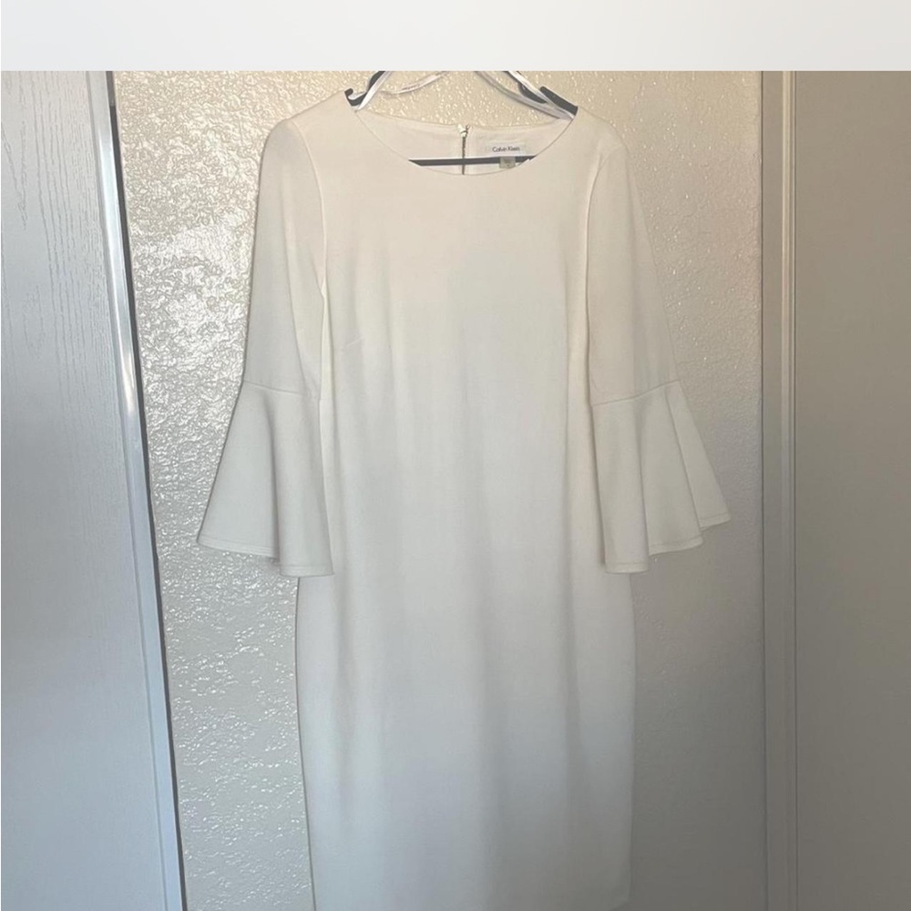 Elegant White Flare Sleeve Dress
